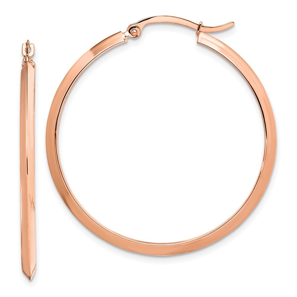 Million Charms 14k Rose Gold Polished Hoop Earrings 39.25 L X 37.75 Mm W